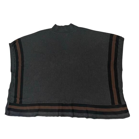 Hinge | Nordstrom Poncho Sweater Oversized V-Neck Boho Top Charcoal Brown XS / S - Picture 7 of 16